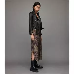 AllSaints Balfern Gold Leather Biker Jacket